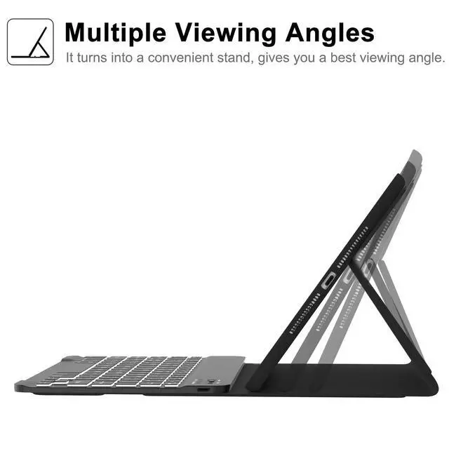 Alt view image 3 of 7 - Keyboard Case for iPad 9th Generation 2021 10.2 inch, Folio Cover with Pencil Holder, Detachable Wireless Keyboard with 7 Color Backlit for iPad 8th/7th Gen/iPad Pro 10.5"/iPad Air 3rd Gen