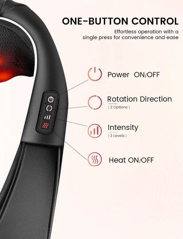 Alt view image 4 of 7 - Shiatsu Neck and Back Massager with Heat, HSA Eligible FSA - 3D Deep Tissue Kneading Massage Pillow for Shoulder, Leg & Muscle Pain Relief - Gift for Women, Men, Mom, Dad (Corded)