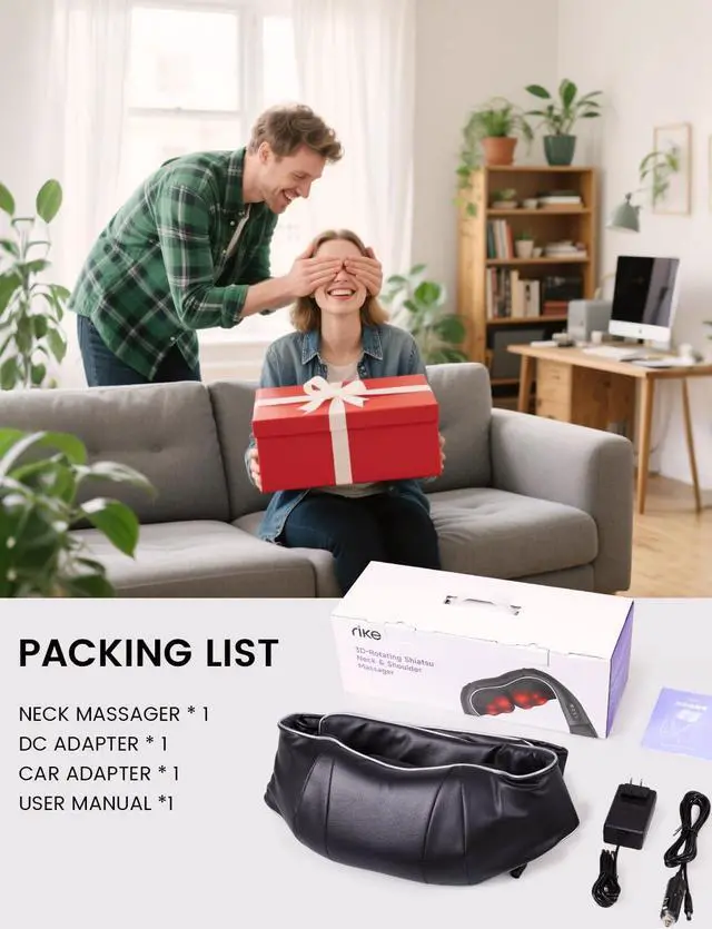 Alt view image 7 of 7 - Shiatsu Neck and Back Massager with Heat, HSA Eligible FSA - 3D Deep Tissue Kneading Massage Pillow for Shoulder, Leg & Muscle Pain Relief - Gift for Women, Men, Mom, Dad (Corded)