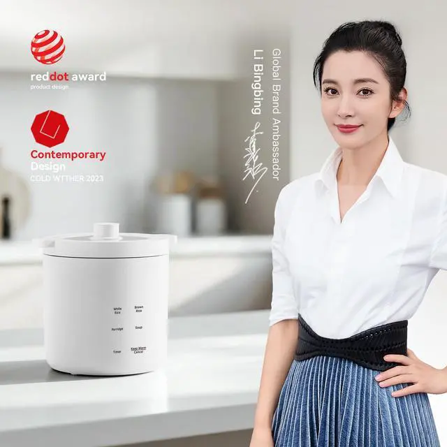 Alt view image 7 of 7 - Mini Rice Cooker, Small Electric Cooker 2 Cup Uncooked with 4 Cooking Functions, Ceramic Rice Cooker with 24 Hour Preset, Heat Preservation, Anti Scald Carry Handle