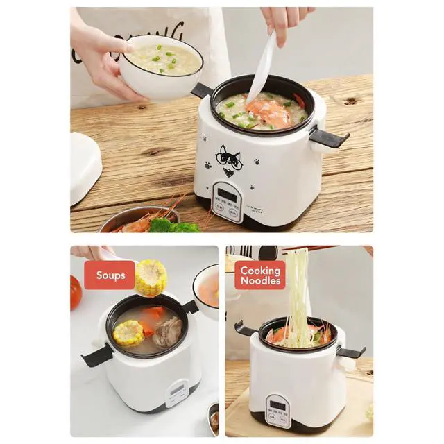 Alt view image 3 of 7 - Rice Cooker, 1.2L Small Rice Cooker with Non Stick Inner Pot Steaming Plate Rice Spoon, 24H Reservation And Temperature Control, for Car Camping Travel
