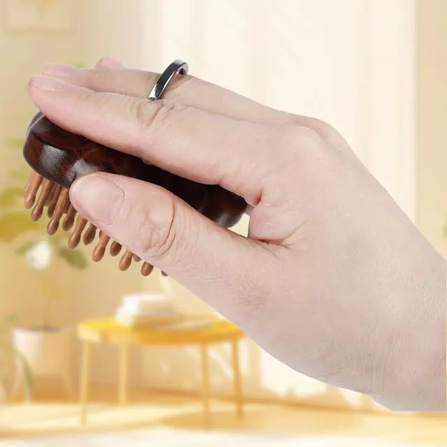 Alt view image 5 of 7 - Wooden Massage Massager for Hair Growth,Head Scalp Comb,Manual Body Relax Massage Tool,Hair Brush Massager,Flower Design with Ring (54PCS Thin Tooth)