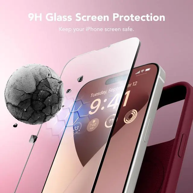 Alt view image 6 of 7 - for iPhone 15 Pro Max Case Silicone, Compatible with Magsafe, Camera Protector + Screen Protector, Soft Anti-Scratch Microfiber Lining, Liquid Silicone Shockproof Phone Cover, Maroon