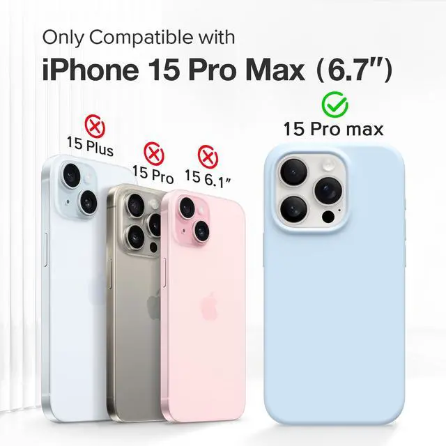 Alt view image 2 of 7 - for iPhone 15 Pro Max Case Silicone, Compatible with Magsafe, Camera Protector + Screen Protector, Soft Anti-Scratch Microfiber Lining, Liquid Silicone Shockproof Phone Cover, Blue