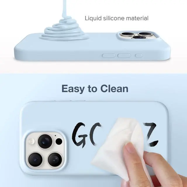 Alt view image 3 of 7 - for iPhone 15 Pro Max Case Silicone, Compatible with Magsafe, Camera Protector + Screen Protector, Soft Anti-Scratch Microfiber Lining, Liquid Silicone Shockproof Phone Cover, Blue