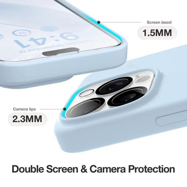 Alt view image 5 of 7 - for iPhone 15 Pro Max Case Silicone, Compatible with Magsafe, Camera Protector + Screen Protector, Soft Anti-Scratch Microfiber Lining, Liquid Silicone Shockproof Phone Cover, Blue