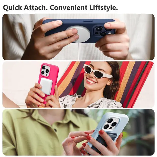 Alt view image 7 of 7 - for iPhone 15 Pro Max Case Silicone, Compatible with Magsafe, Camera Protector + Screen Protector, Soft Anti-Scratch Microfiber Lining, Liquid Silicone Shockproof Phone Cover, Blue