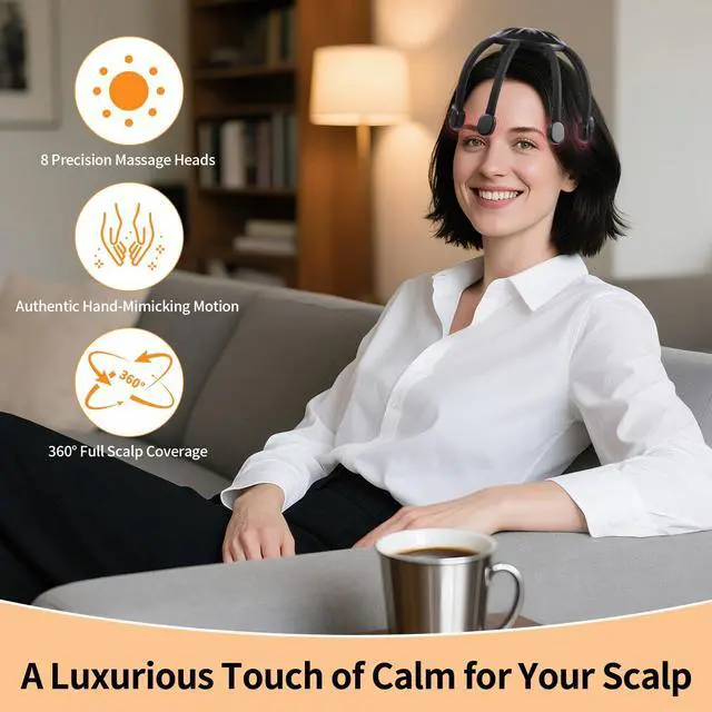 Alt view image 2 of 7 - Hands-Free Scalp Massager, Electric Octopus Head Massager, Wearable Multi-Point Vibration Scalp Massager, Quiet & Lightweight for Work, Gaming & Relaxation, Tech Gifts for Men Women