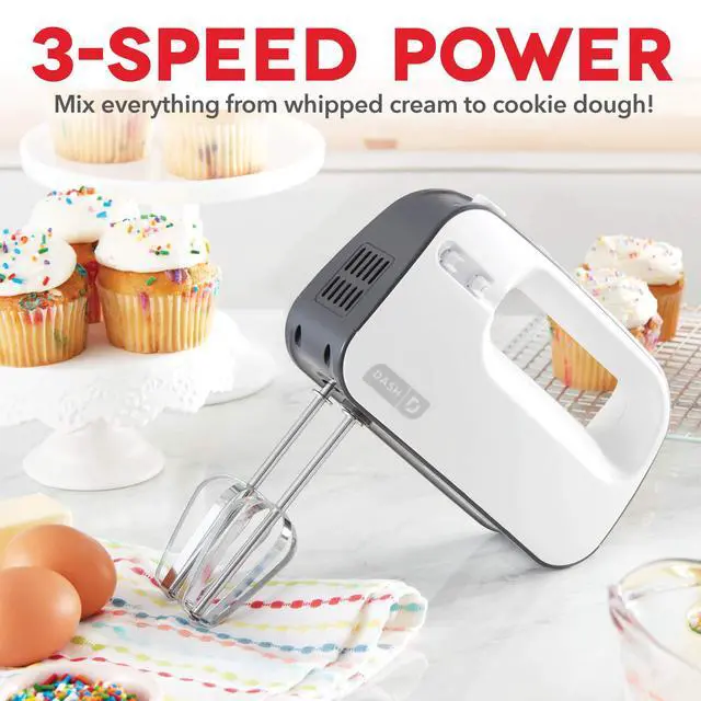 Alt view image 2 of 5 - SmartStore Deluxe Compact Electric Hand Mixer + Whisk and Milkshake Attachment for Whipping, Mixing Cookies, Brownies, Cakes, Dough, Batters, Meringues & More, 3 Speed, 150-Watt Grey