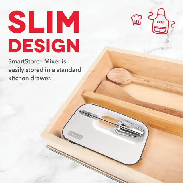 Alt view image 4 of 5 - SmartStore Deluxe Compact Electric Hand Mixer + Whisk and Milkshake Attachment for Whipping, Mixing Cookies, Brownies, Cakes, Dough, Batters, Meringues & More, 3 Speed, 150-Watt Grey