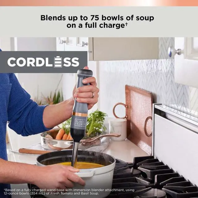 Alt view image 5 of 7 - Kitchen Wand Cordless Immersion Blender, 6 in 1 Multi Tool Set, Hand Blender with Charging Dock, Grey (BCKM1016KS01)