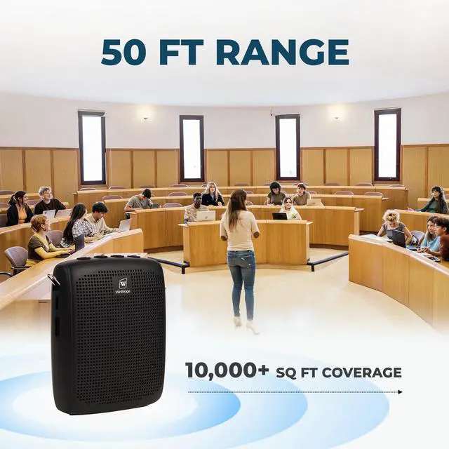 Alt view image 6 of 7 - Wireless Voice Amplifier for Teachers - Lapel Mic System Saves Your Voice | 15W Portable PA System with Bluetooth, 12H+ Battery, Auto-Pairing | No Headset, Ultra-Light 18.3g Clip Mic WB005N