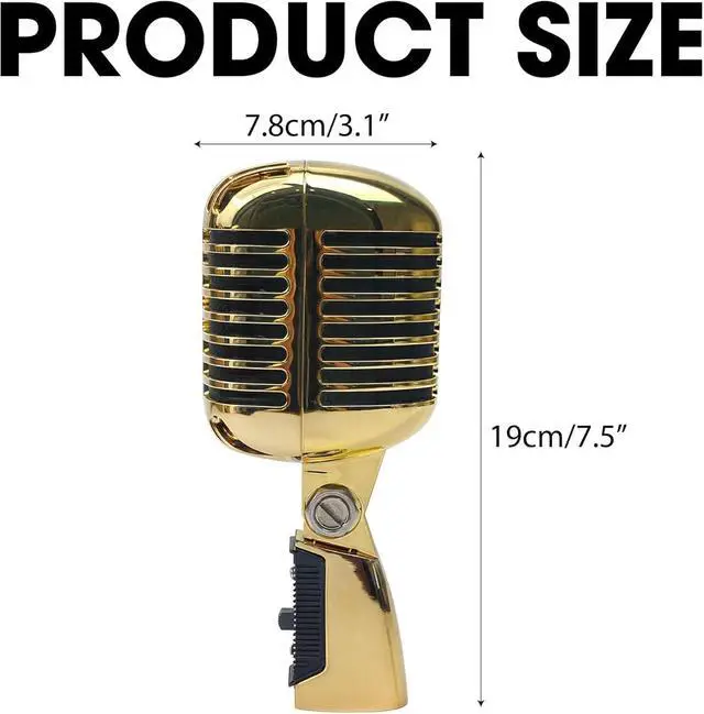 Alt view image 2 of 7 - Vintage Retro Old School Microphone, Professional Classic Dynamic Wired Vocal Cardioid Mic For Karaoke Live Performance In-Studio Recording Singing Stage, Fashioned Metal Prop, XLR Cable Compatible