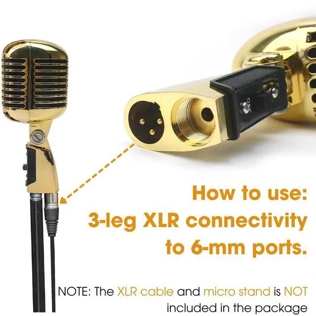Alt view image 3 of 7 - Vintage Retro Old School Microphone, Professional Classic Dynamic Wired Vocal Cardioid Mic For Karaoke Live Performance In-Studio Recording Singing Stage, Fashioned Metal Prop, XLR Cable Compatible