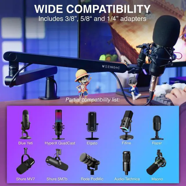 Alt view image 2 of 7 - SA-30 LP Low Profile Microphone Boom Arm, 360° Rotatable Mic Stand, Low Profile Microphone arm for streaming with Cable Management, Professional Mic Arm, Mic Boom Arm Black