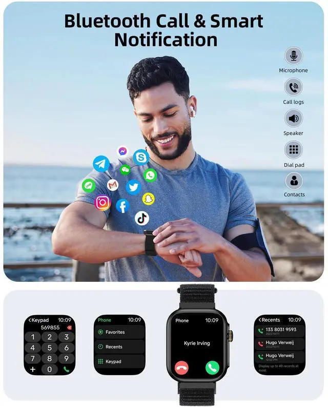 Alt view image 3 of 7 - JAYSUING Built-in GPS Smart Watch for Men Women with Bluetooth Calling, GPS Fitness Activity Tracker 100+ Sport Modes, Heart Rate Sleep Monitor, Waterproof Pedometer for Android & iPhone(Two Bands)