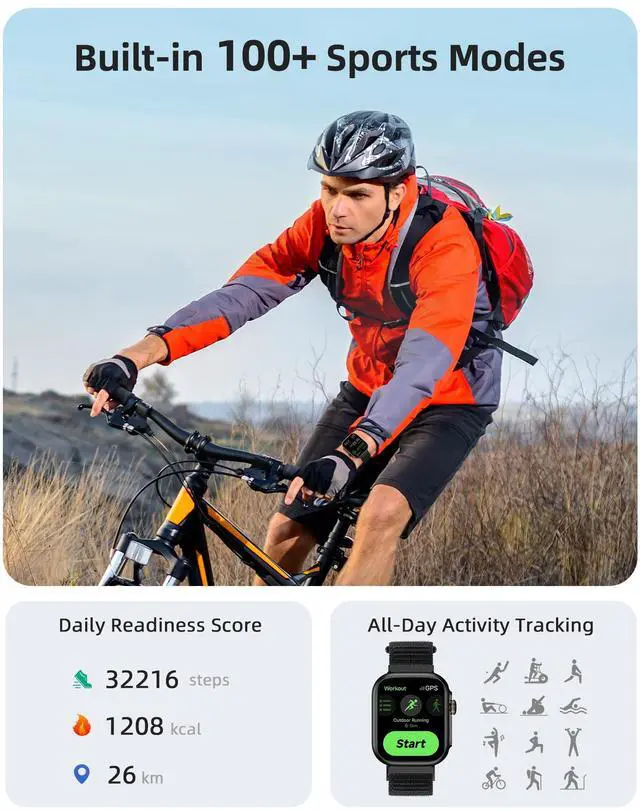 Alt view image 5 of 7 - JAYSUING Built-in GPS Smart Watch for Men Women with Bluetooth Calling, GPS Fitness Activity Tracker 100+ Sport Modes, Heart Rate Sleep Monitor, Waterproof Pedometer for Android & iPhone(Two Bands)