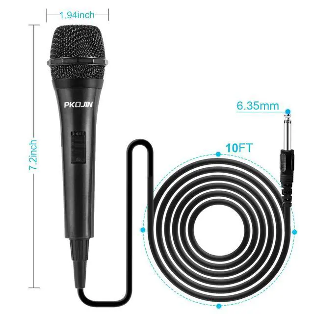 Alt view image 4 of 7 - Dynamic Karaoke Microphone for Singing, Vocal Wired Microphone for Karaoke, Handheld Mic with 10 Ft Cable, Mics for Speaker with ON/Off Switch