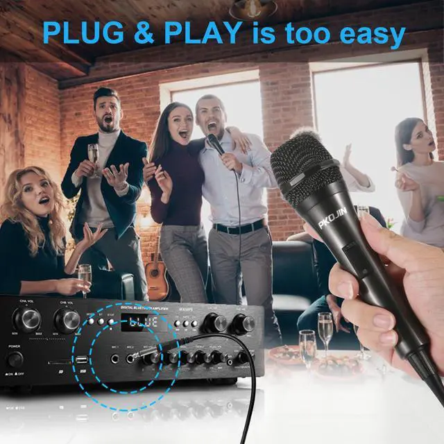 Alt view image 5 of 7 - Dynamic Karaoke Microphone for Singing, Vocal Wired Microphone for Karaoke, Handheld Mic with 10 Ft Cable, Mics for Speaker with ON/Off Switch