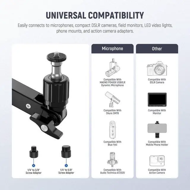 Alt view image 7 of 7 - Low Profile Mic Arm Desk Stand Mount with Damping, 360° Swivel Articulating Boom Arms with Heighten Pole & Cable Management Channels for Microphone Podcast Gaming Streaming Zoom Calls, MST002