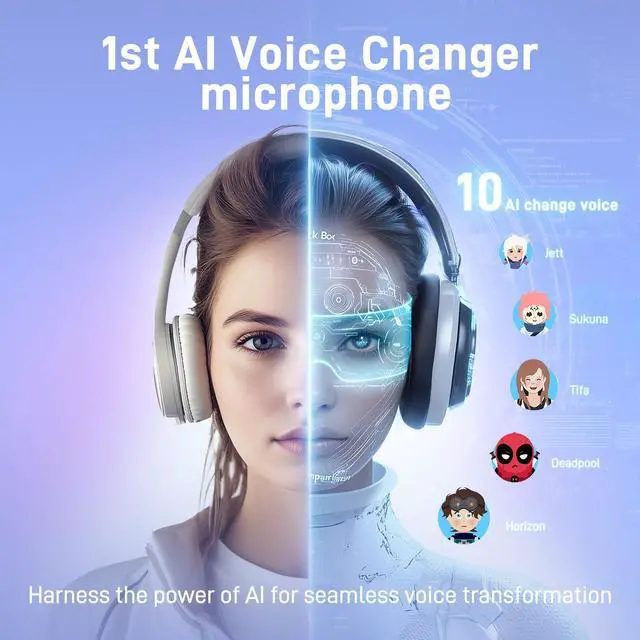 Alt view image 4 of 7 - Wireless Gaming Microphone for PC, Condenser USB Mic with AI Voice Change, Noise Cancellation, RGB, Gain Control, Custom EQ for Streaming Recording Podcast PS5 PS4 Twitch YouTube, DM40 Pro White