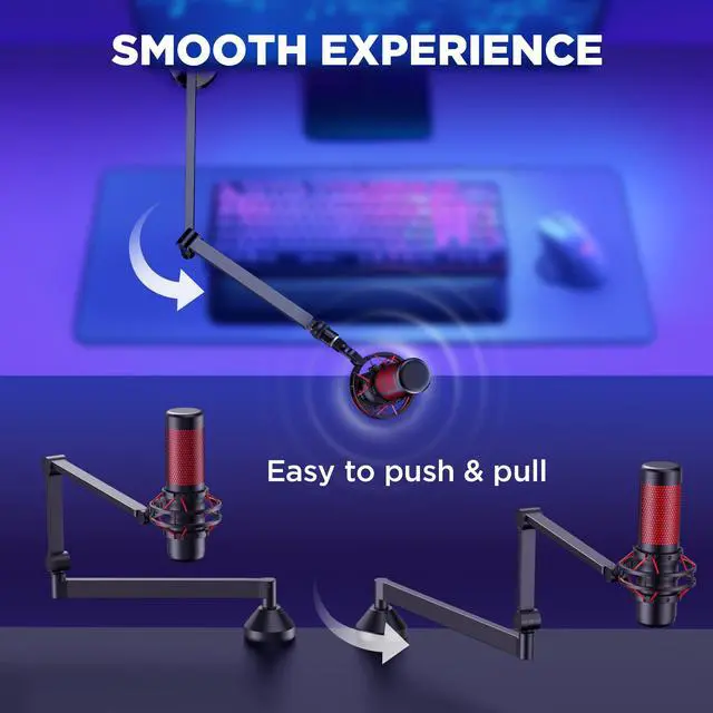 Alt view image 4 of 7 - Low Profile Mic Arm Foldable Boom Arm Mic Stand Desk for Fifine