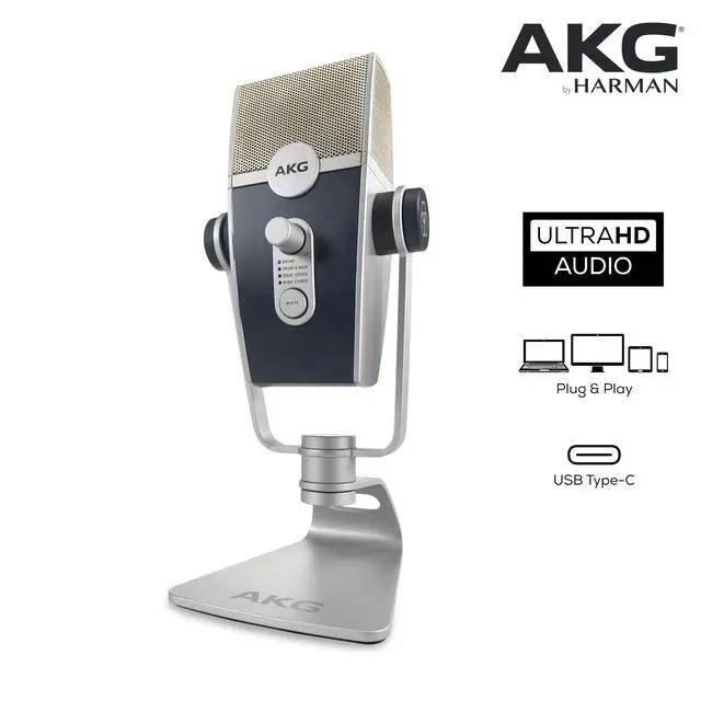 Alt view image 7 of 7 - Pro Audio Lyra Ultra-HD USB C Microphone for Recording, Streaming, Gaming, Podcasting, ASMR on PC and Mac, Condenser Mic for Laptop or Computer, Adjustable Stand, Plug and Play Blue and Silver