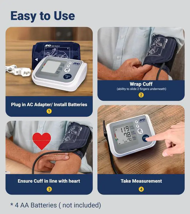 Alt view image 4 of 7 - Multi-User Blood Pressure Monitor for Home Use UA-767FAC Wide Range Cuff (8.6-16.5 / 22-42cm), Easy to Use, Adult Upper Arm, 60 Readings Per User (4 Users), AC Adapter, FSA/HSA Eligible