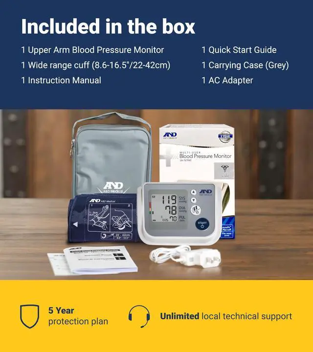 Alt view image 7 of 7 - Multi-User Blood Pressure Monitor for Home Use UA-767FAC Wide Range Cuff (8.6-16.5 / 22-42cm), Easy to Use, Adult Upper Arm, 60 Readings Per User (4 Users), AC Adapter, FSA/HSA Eligible