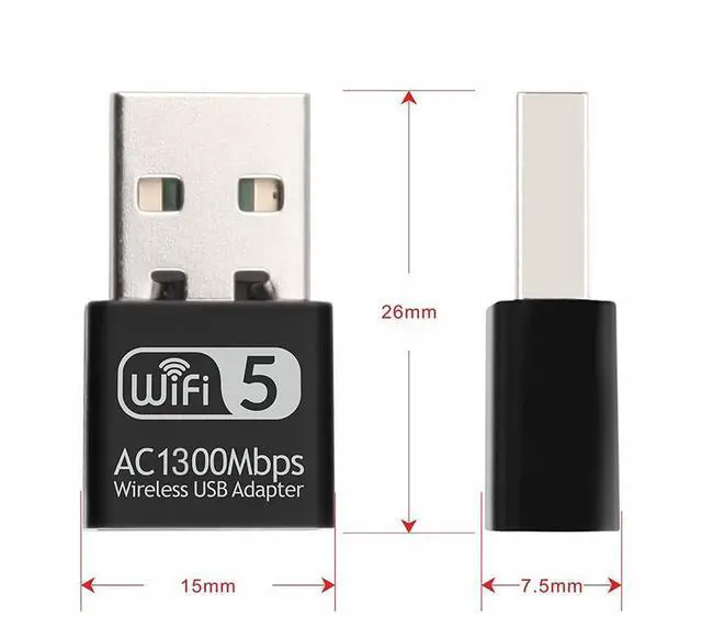 Alt view image 4 of 6 - 1300Mbps USB WiFi Adapter for PC, AC1300M USB WiFi Dongle 802.11ac Mini Wireless Network Adapter with Dual Band 2.4GHz/5Ghz for Desktop Laptop Support Windows 11/10/8/7, MAC OS, Linux