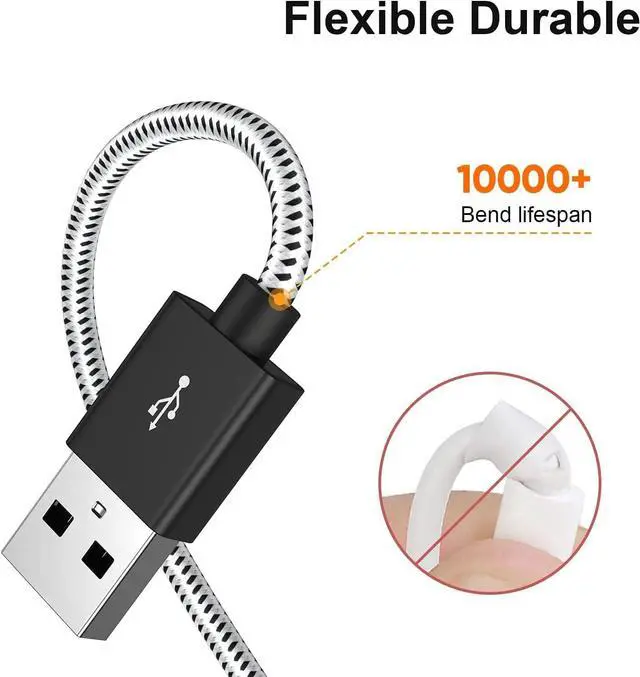 Alt view image 6 of 6 - USB to Micro USB Cable 6 FT, Braided USB2.0 Micro-B USB Charging Data Cable Works with Raspberry Pi Zero, Fire Stick, Chromecast, Micro-B Phone 1.8M Black