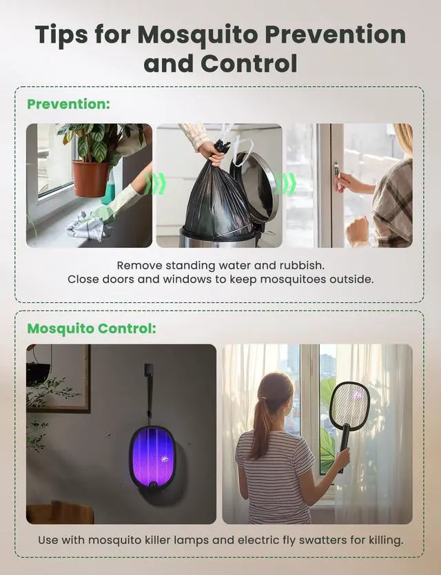 Alt view image 6 of 7 - Electric Fly Swatter Foldable Bug Zapper Racket 2 in 1 Mosquito Killer with Attractant Light Rechargeable 1800mAh for Indoor Home Backyard Patio Camping