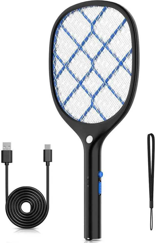 Main image of Electric Fly Swatter Bug Zapper Racket 4000V Rechargeable Mosquito Killer with LED Light for Indoor Home Office Backyard Patio Camping (2, Black Blue)