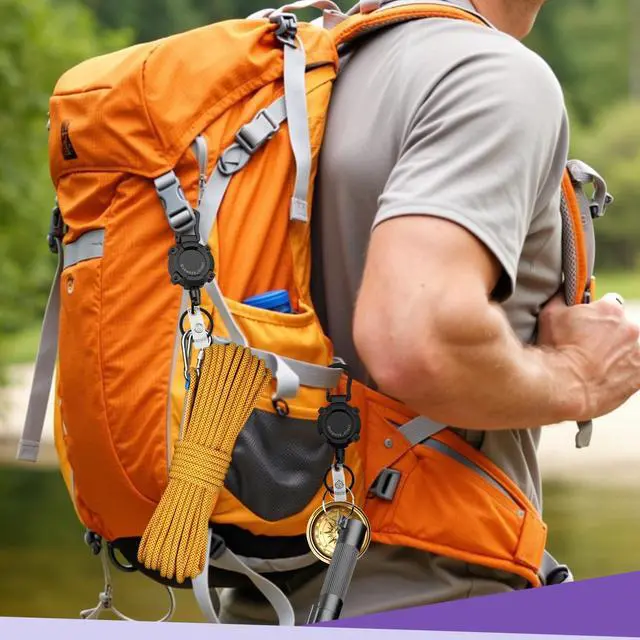 Alt view image 2 of 7 - Retractable Keychain 2 Pack Heavy Duty Badge Reel, Heavy Duty Carabiner ID Badge Holder Retractable Key Ring, Extendable Key Holder with 31.5" Steel Cord, 9oz