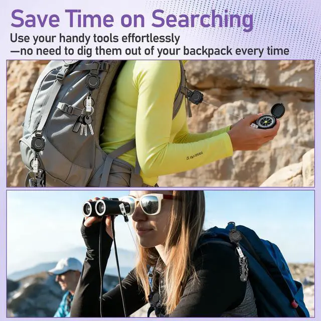 Alt view image 6 of 7 - Retractable Keychain 2 Pack Heavy Duty Badge Reel, Heavy Duty Carabiner ID Badge Holder Retractable Key Ring, Extendable Key Holder with 31.5" Steel Cord, 9oz