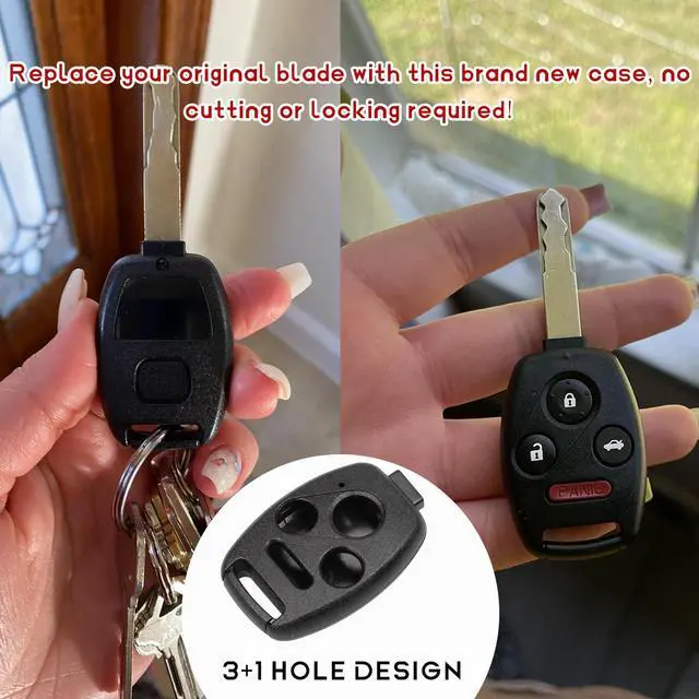 Alt view image 4 of 6 - Key Fob Case Shell, 3+1 Button NO Cutting Keyless Entry Remote Key Shell, Key Fob Case Replacement for 2003-2012 Accord / 2006-2013 Civic EX / 2009-2015 Pilot /2005-2006 CR-V