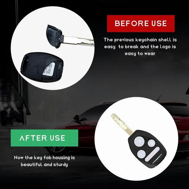 Alt view image 6 of 6 - Key Fob Case Shell, 3+1 Button NO Cutting Keyless Entry Remote Key Shell, Key Fob Case Replacement for 2003-2012 Accord / 2006-2013 Civic EX / 2009-2015 Pilot /2005-2006 CR-V