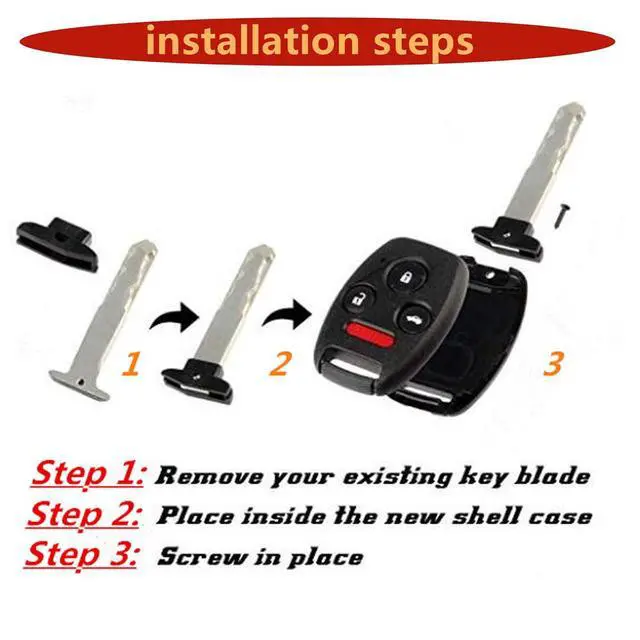 Alt view image 3 of 4 - No Key Cutting or Programming Needed Replacement Keyless Entry Key Fob Shell Case Fit for Honda 2006-2013 Civic EX / 2003-2012 Accord / 2009-2015 Pilot /2005-2006 CR-V (1-Black)