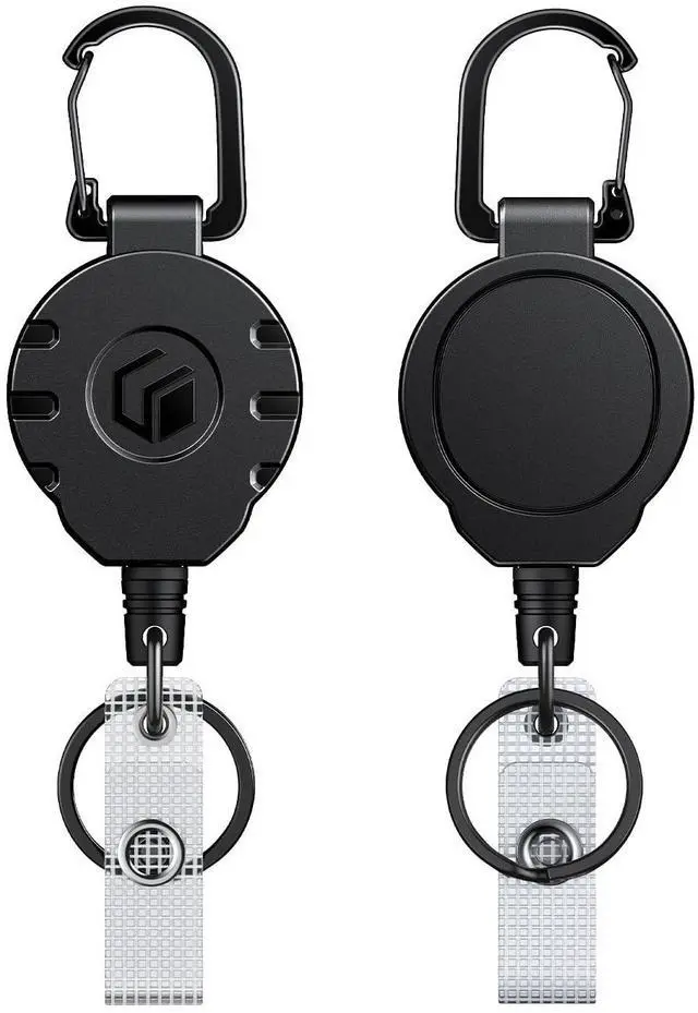 Main image of 2 Pack Retractable Keychain Heavy Duty Carabiner Badge Holder Tactical ID Badge Reel for up to 8 oz with Stainless Steel 31.5 Inch Steel Wire Rope Retractable Lanyard Clip and Key Ring