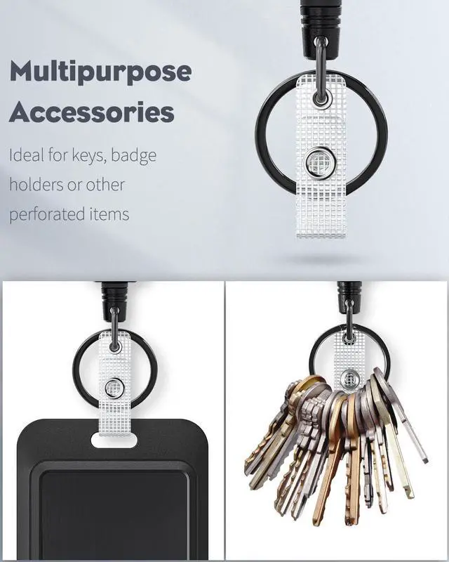 Alt view image 4 of 7 - 2 Pack Retractable Keychain Heavy Duty Carabiner Badge Holder Tactical ID Badge Reel for up to 8 oz with Stainless Steel 31.5 Inch Steel Wire Rope Retractable Lanyard Clip and Key Ring