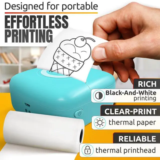 Alt view image 3 of 7 - Mini Thermal Printer Compatible with iPhone & Android Bluetooth Mini Printer Sticker Maker with 4 Stickers Rolls 2 Thermal Rolls | Portable Label & Sticker Maker for Photo, Journaling Crafts & Notes
