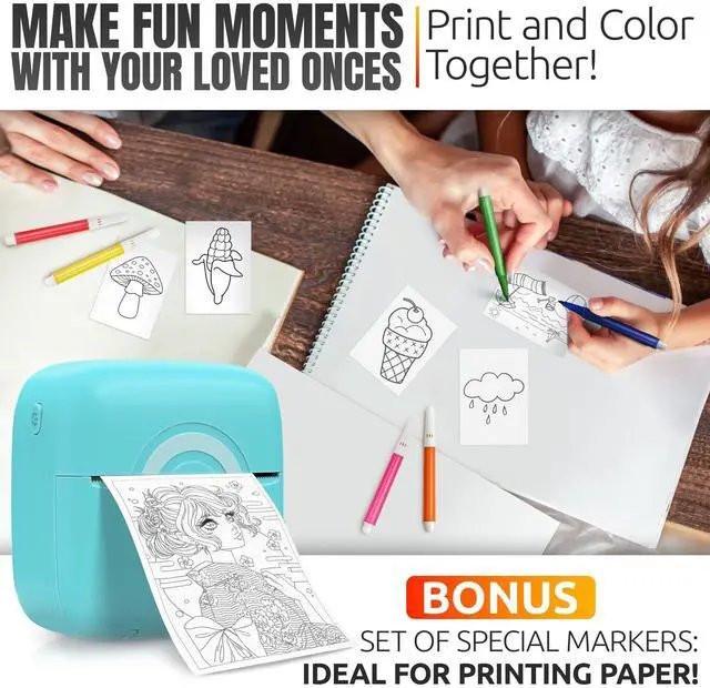 Alt view image 4 of 7 - Mini Thermal Printer Compatible with iPhone & Android Bluetooth Mini Printer Sticker Maker with 4 Stickers Rolls 2 Thermal Rolls | Portable Label & Sticker Maker for Photo, Journaling Crafts & Notes