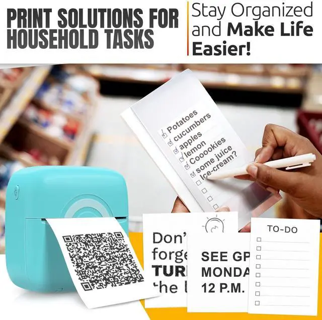 Alt view image 6 of 7 - Mini Thermal Printer Compatible with iPhone & Android Bluetooth Mini Printer Sticker Maker with 4 Stickers Rolls 2 Thermal Rolls | Portable Label & Sticker Maker for Photo, Journaling Crafts & Notes