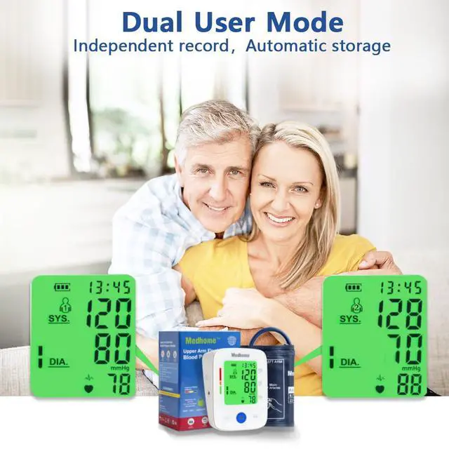 Alt view image 2 of 6 - Blood Pressure Monitor for Home Use Upper Arm,Medhome Blood Pressure Machine Upper Arm Large Cuff(8.7"-16.5" Adjustable),Automatic high Blood Pressure Cuff,Easy to use,2 * 120 Memory,