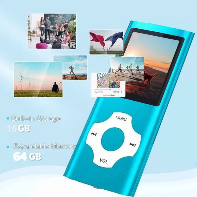 Alt view image 2 of 7 - MP3 Player, Hotechs MP3 Music Player with 32GB Memory SD Card Slim Classic Digital LCD 1.82'' Screen Mini USB Port with FM Radio, Voice Record (Blue)