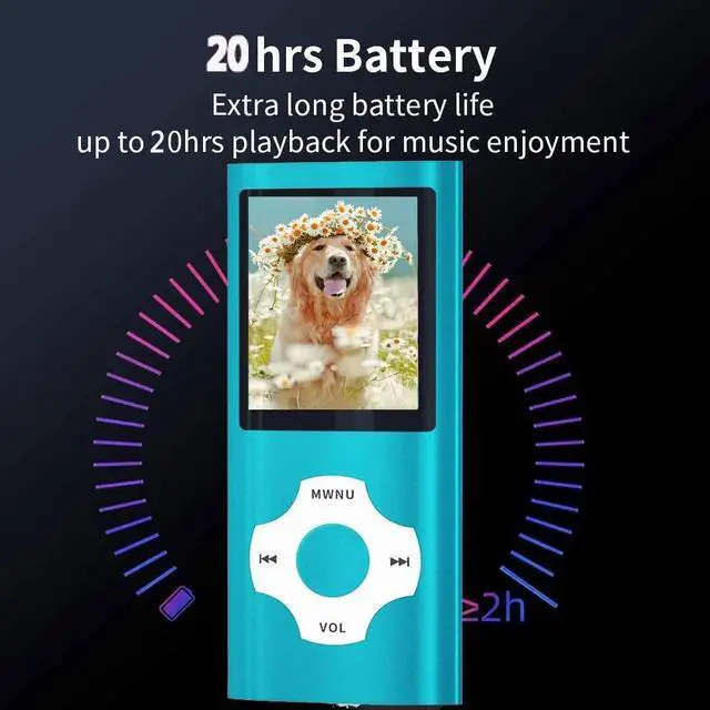 Alt view image 3 of 7 - MP3 Player, Hotechs MP3 Music Player with 32GB Memory SD Card Slim Classic Digital LCD 1.82'' Screen Mini USB Port with FM Radio, Voice Record (Blue)