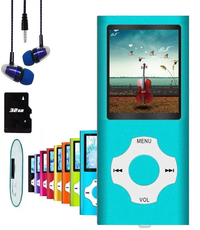 Main image of MP3 Player, Hotechs MP3 Music Player with 32GB Memory SD Card Slim Classic Digital LCD 1.82'' Screen Mini USB Port with FM Radio, Voice Record (Blue)