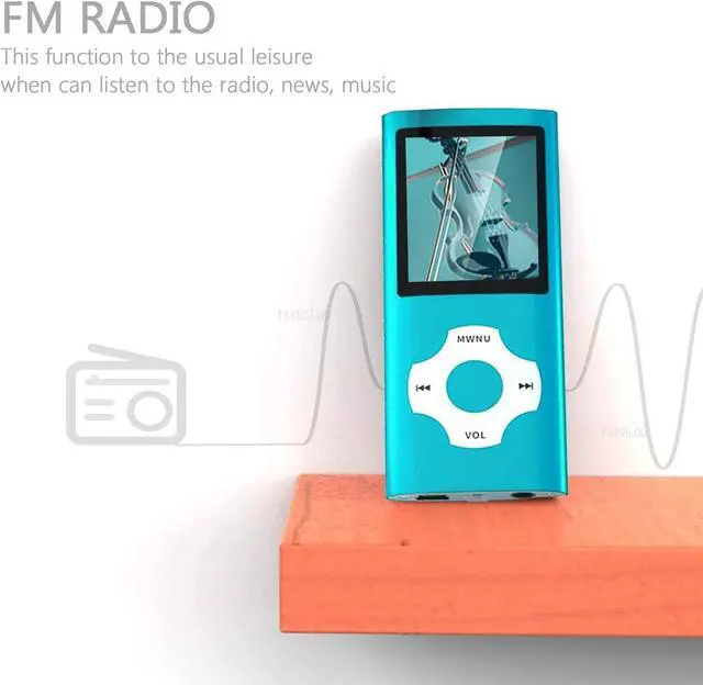 Alt view image 5 of 7 - MP3 Player, Hotechs MP3 Music Player with 32GB Memory SD Card Slim Classic Digital LCD 1.82'' Screen Mini USB Port with FM Radio, Voice Record (Blue)