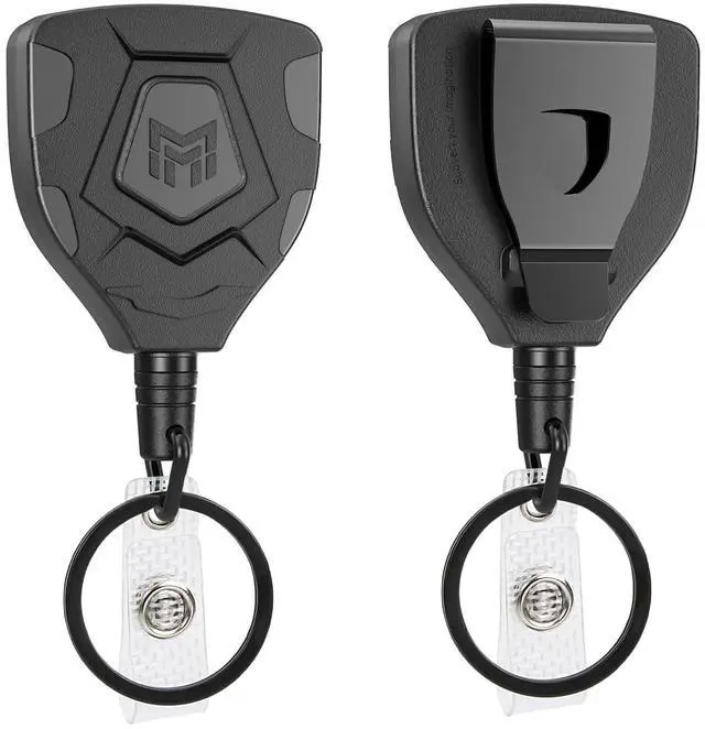Main image of Heavy Duty Retractable Keychain with Belt Clip, ID Badge Reel Key Chain, Badge Holder with 31.5' Steel Cord and Key Ring, 9.0oz, 2-Pack