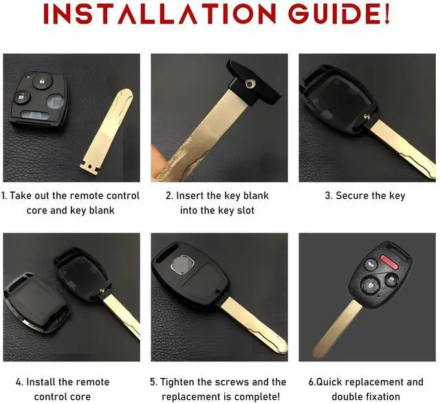 Alt view image 5 of 6 - 2 PCS Key Fob Case, Keyless Entry Remote Key Shell Case, Key Fob for Accord Civic EX Pilot CR-V, Car Accessories